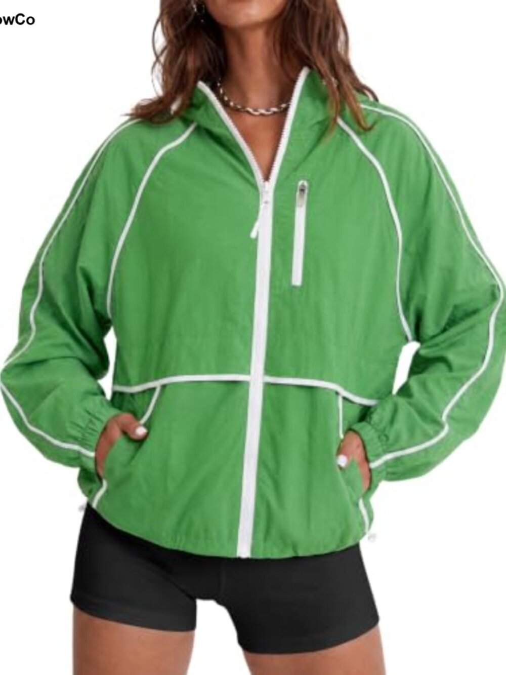 Womens Lightweight Full Zip Hooded Athletic Running Jacket Workout